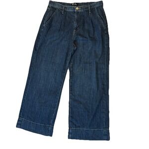 Gap High Rise Wide Leg Pleated Trouser Medium Wash‎ Denim Jeans Blue 12 Regular